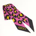 GUCCI スカーフ レオパード ピンク シルク100％