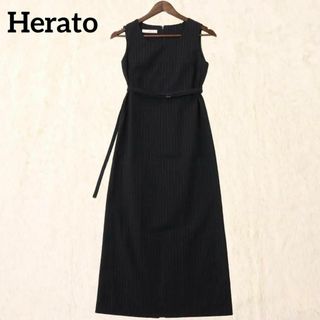【美品】Herato ワンピース レディース ヘルト ストライプ ノースリーブ