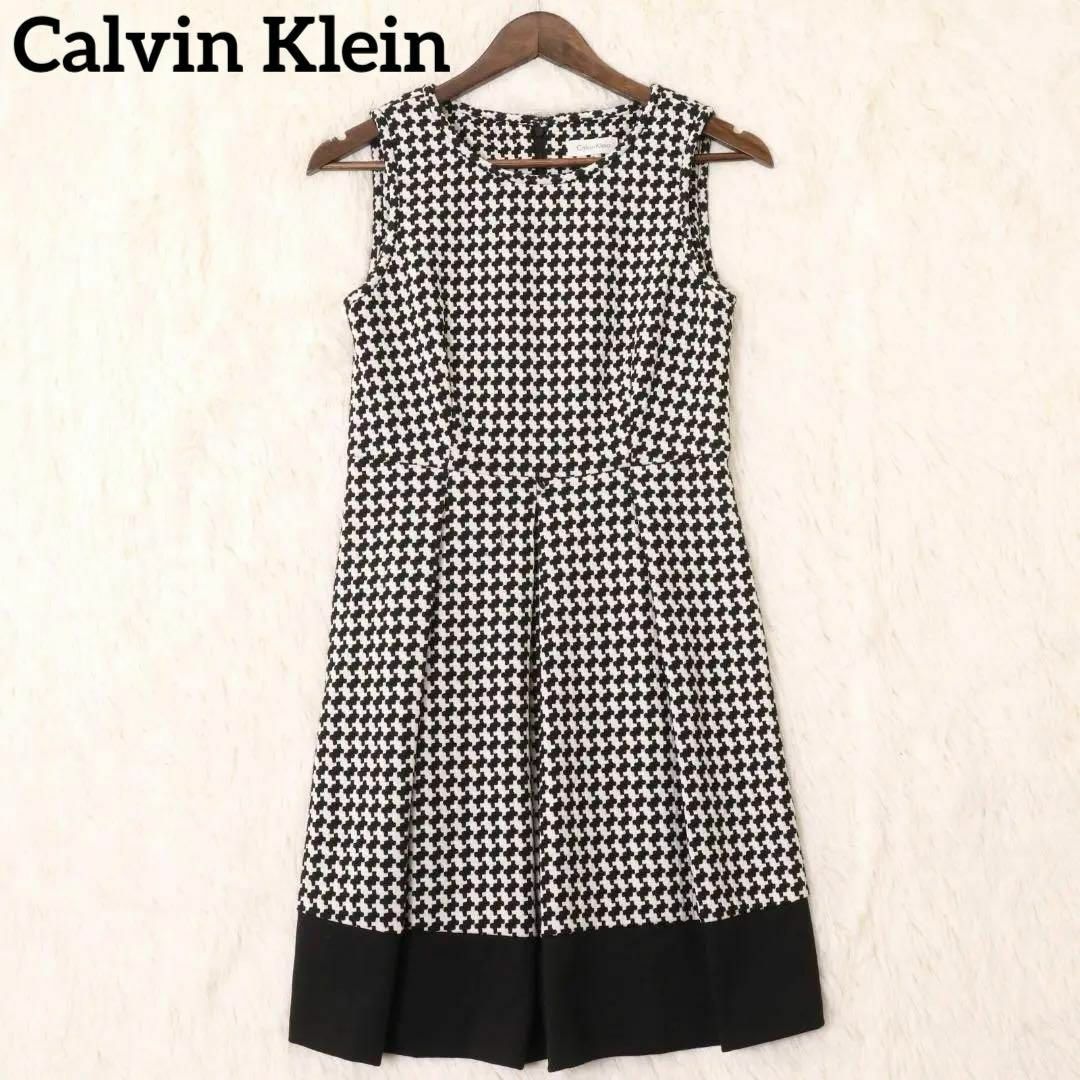 Calvin Klein(カルバンクライン)のCalvin Klein カルバンクライン ノースリーブ ワンピース 千鳥格子柄 レディースのワンピース(ひざ丈ワンピース)の商品写真