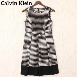 カルバンクライン(Calvin Klein)のCalvin Klein カルバンクライン ノースリーブ ワンピース 千鳥格子柄(ひざ丈ワンピース)