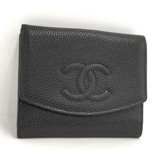 シャネル(CHANEL)のCHANEL 二つ折り 財布 Wホック ココマーク キャビアスキン レザー(財布)