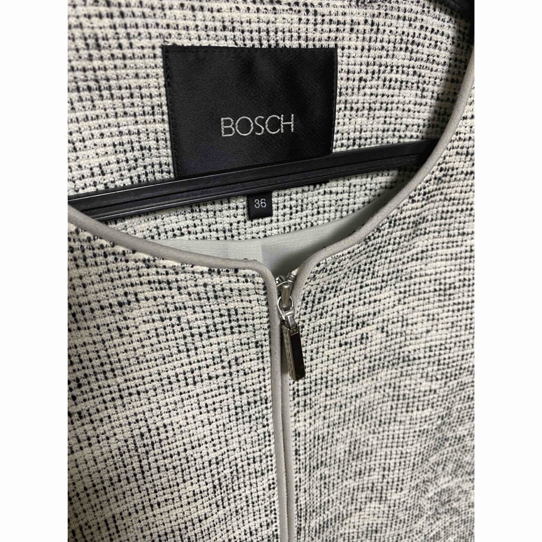 BOSCH(ボッシュ)のBOSCH ボッシュ　カットツイードジャケット　36   美品！定価30800円 レディースのジャケット/アウター(ノーカラージャケット)の商品写真