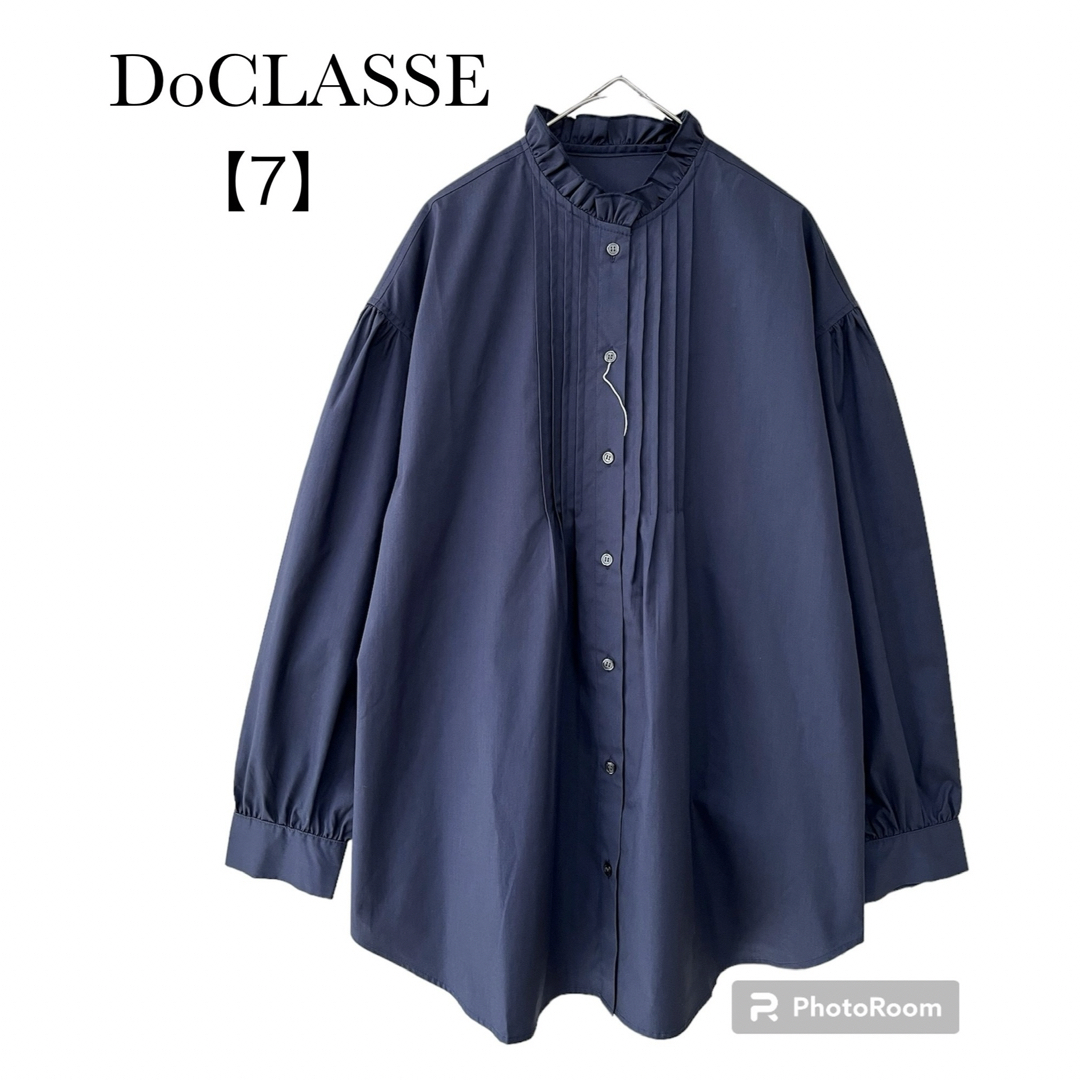 DoCLASSE(ドゥクラッセ)のドゥクラッセ ストレッチコットン　ピンタックブラウス ネイビー　7 レディースのトップス(シャツ/ブラウス(長袖/七分))の商品写真