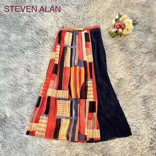 スティーブンアラン(steven alan)の美品スティーブンアラン　マルチカラーシフォンプリーツスカート　日本製Mサイズ(ロングスカート)