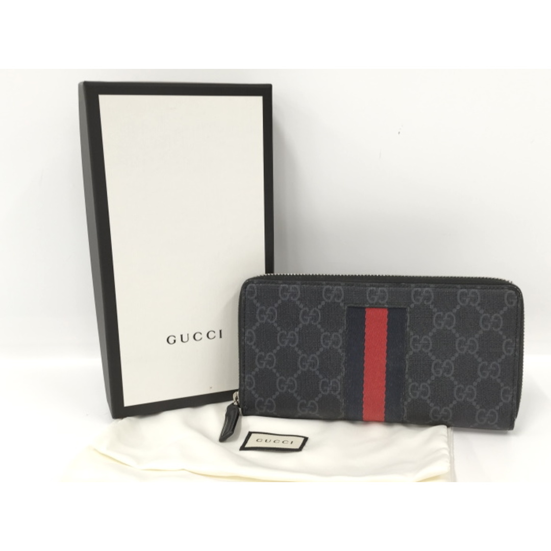 Gucci(グッチ)のGUCCI ラウンドファスナー 長財布 シェリーライン GGスプリーム PVC レディースのファッション小物(財布)の商品写真