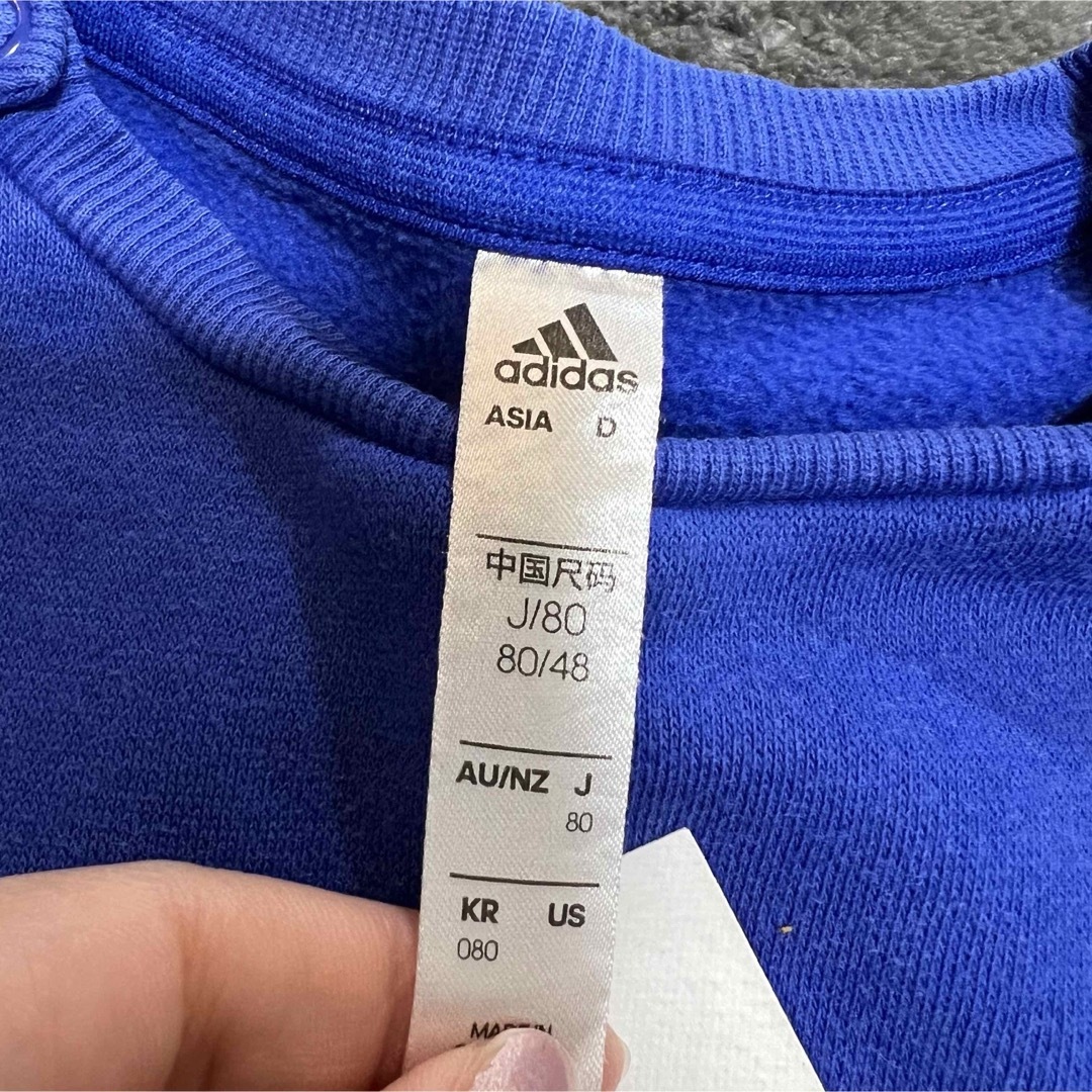 adidas(アディダス)のadidas  80cm キッズ　トレーナー　スウェット　トップス　青 キッズ/ベビー/マタニティのベビー服(~85cm)(トレーナー)の商品写真