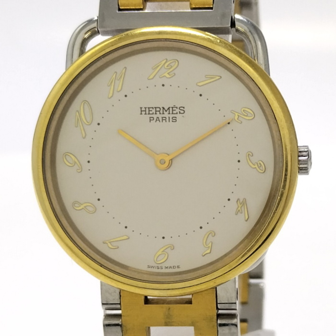 HERMES アルソー ボーイズ 腕時計 クオーツ SS GP アイボリー文字盤最大約17素材機能