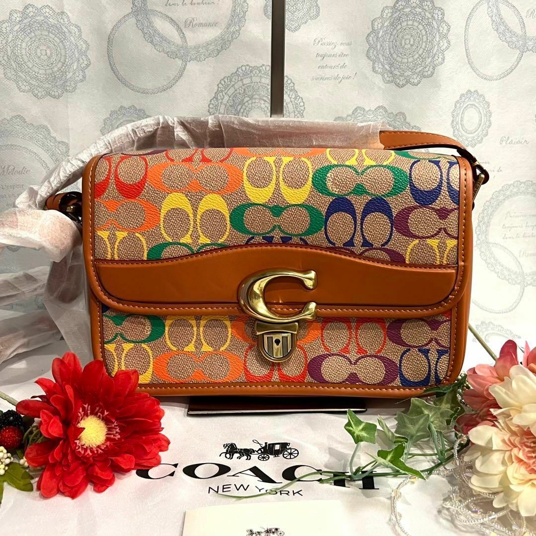 COACH コーチ ショルダー シグネチャー レインボー カラフルフォーマル