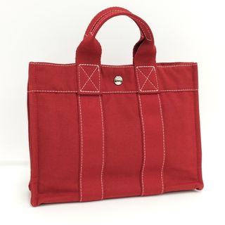 エルメス(Hermes)のHERMES ドーヴィル PM ハンドバッグ キャンバス レッド(ハンドバッグ)