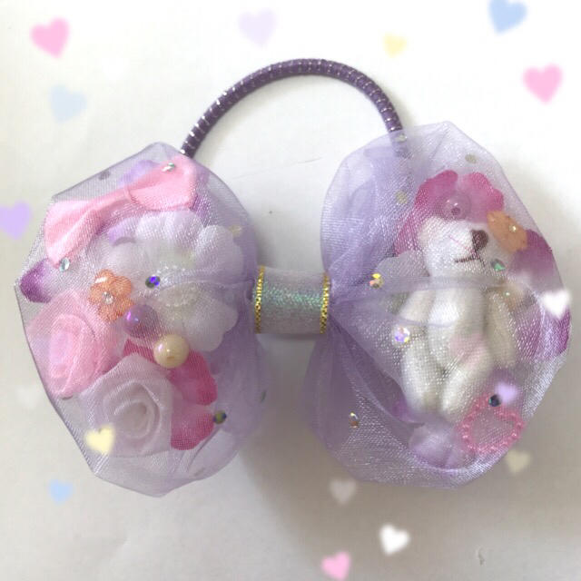 売れ筋アイテムラン オーガンジーリボン♡くまさん♡ヘアゴム