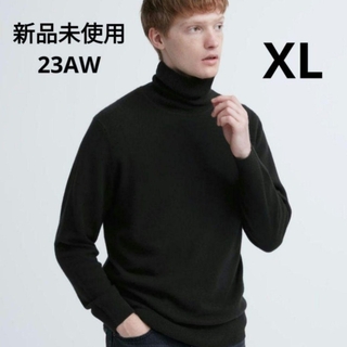 ユニクロ(UNIQLO)の新品未使用 ユニクロ カシミヤタートルネックセーター ブラック XLサイズ(ニット/セーター)