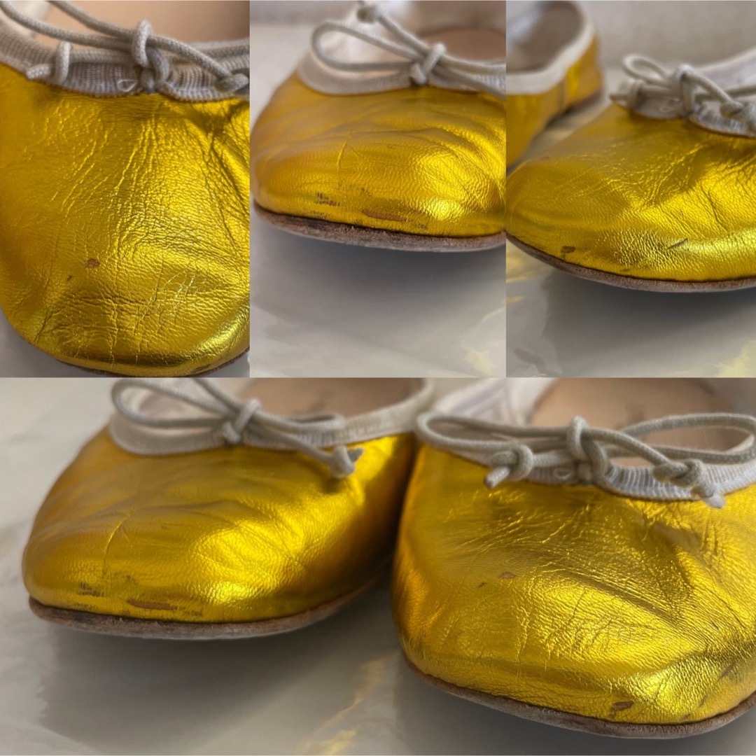 Porselli ポルセリ イエロー メタリック レザー 37 レディースの靴/シューズ(バレエシューズ)の商品写真