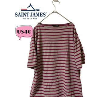 セントジェームス(SAINT JAMES)のSAINT JAMESセントジェームス ボートネック ボーダー柄カットソー　40(Tシャツ(半袖/袖なし))