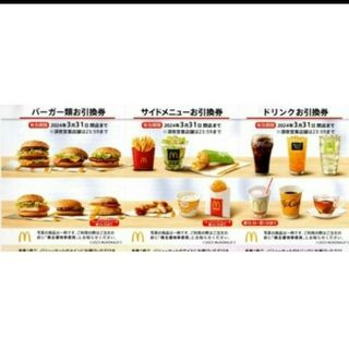 マクドナルド(マクドナルド)のマクドナルド 株主優待券 1シート 送料込み(フード/ドリンク券)