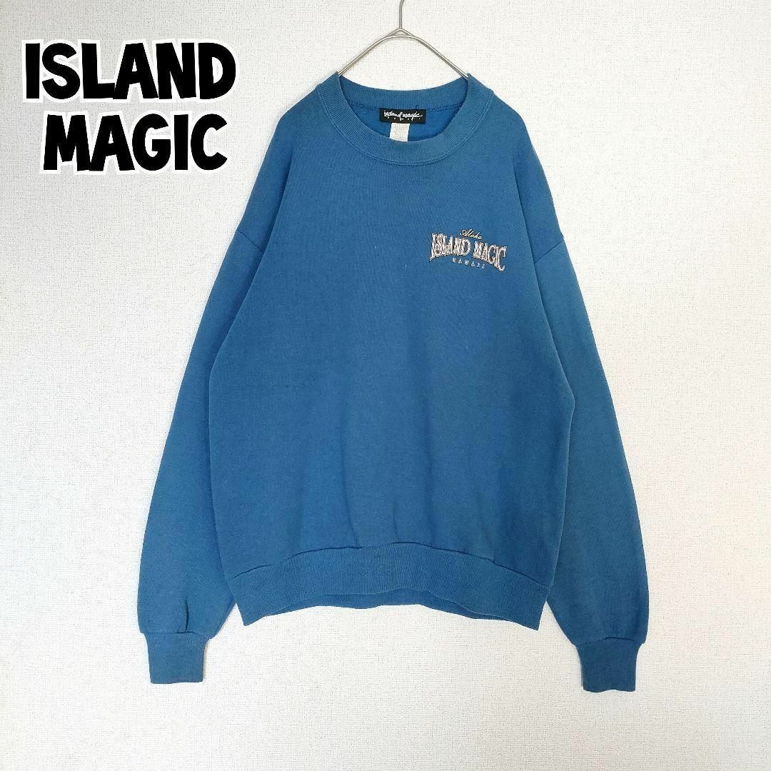 ISLAND MAGIC  バックロゴ スウェット トレーナー 古着 ブルー メンズのトップス(スウェット)の商品写真