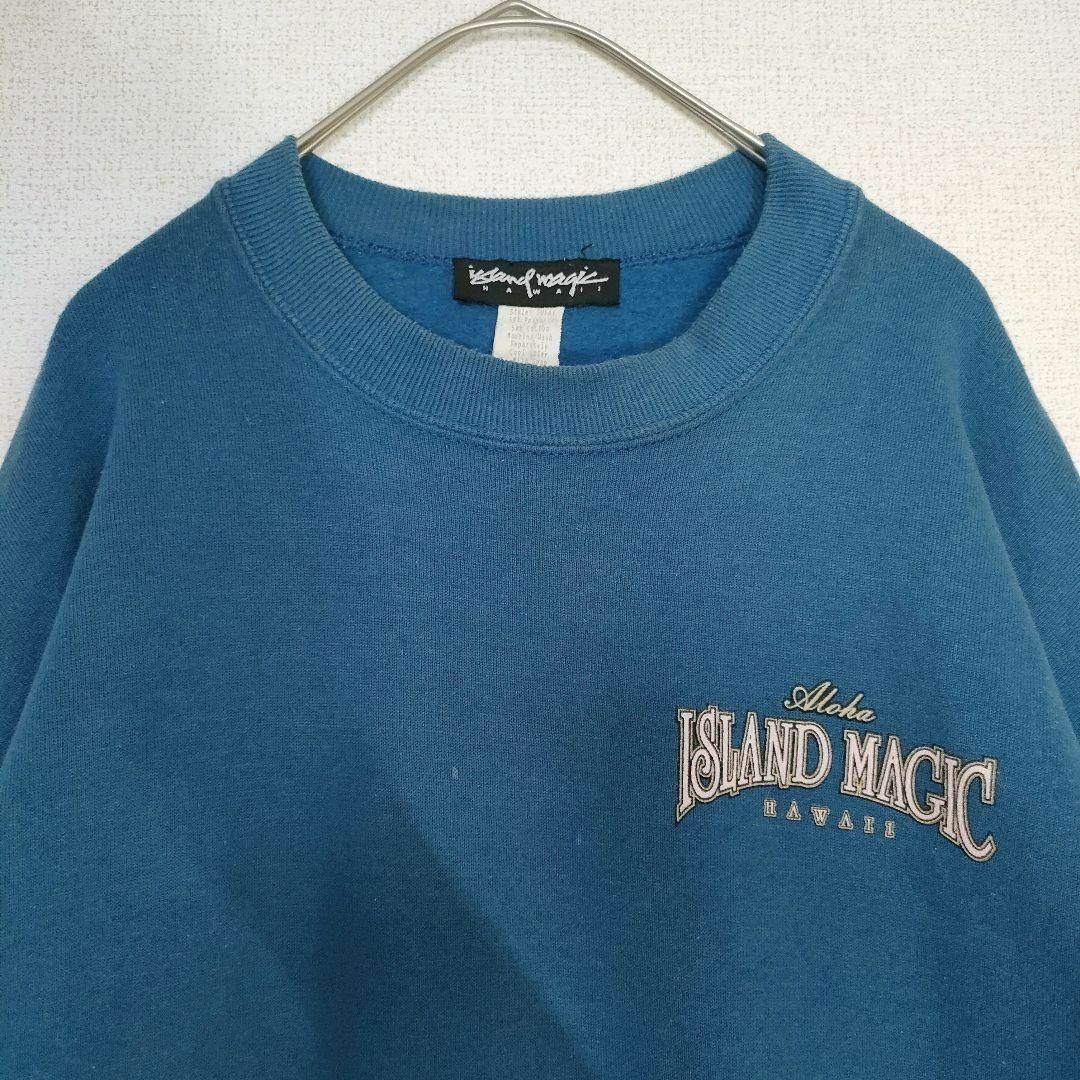 ISLAND MAGIC  バックロゴ スウェット トレーナー 古着 ブルー メンズのトップス(スウェット)の商品写真