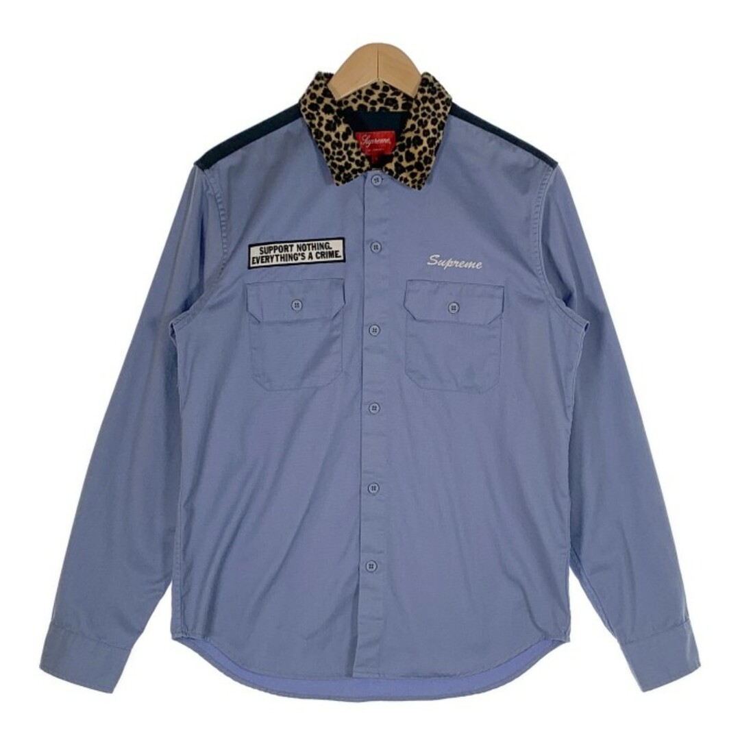 SUPREME シュプリーム 16AW Leopard Collar Work Shirt レオパードカラー ワークシャツ ブルー Size S メンズのトップス(シャツ)の商品写真