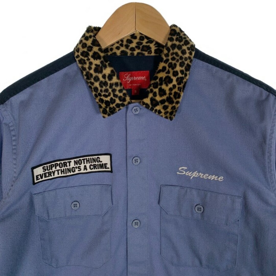 SUPREME シュプリーム 16AW Leopard Collar Work Shirt レオパードカラー ワークシャツ ブルー Size S メンズのトップス(シャツ)の商品写真