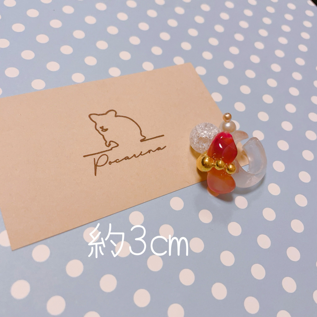 A464…イヤーカフ　片耳分　ピンクの天然石♡ レディースのアクセサリー(イヤーカフ)の商品写真