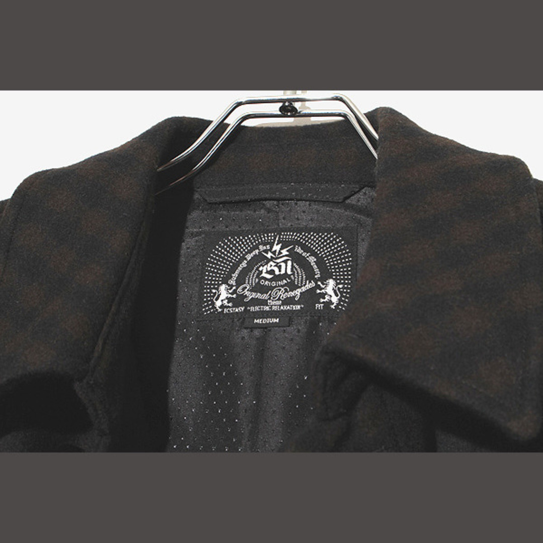 BAL(バル)のバル 日本製 ウール ブロックチェック柄 ステンカラー コート M ブラウン メンズのジャケット/アウター(ステンカラーコート)の商品写真
