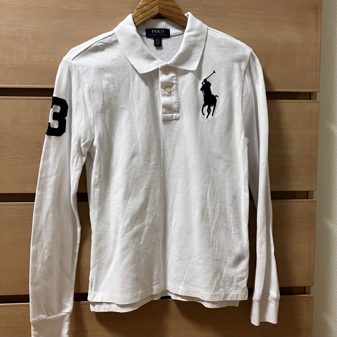 POLO RALPH LAUREN(ポロラルフローレン)の【複数割】POLO ラルフローレン　長袖ポロシャツ白　ビッグポニー　子供L160 レディースのトップス(ポロシャツ)の商品写真