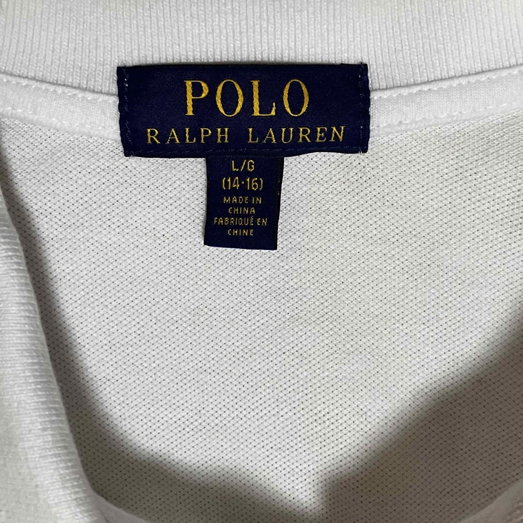 POLO RALPH LAUREN(ポロラルフローレン)の【複数割】POLO ラルフローレン　長袖ポロシャツ白　ビッグポニー　子供L160 レディースのトップス(ポロシャツ)の商品写真