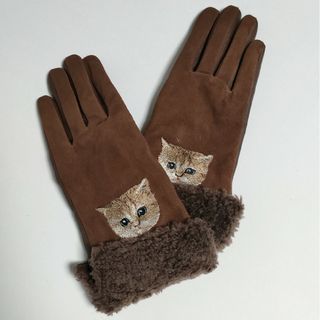 ポール&ジョーシスター(PAUL & JOE SISTER)のポールアンドジョーシスター 猫刺繍 革手袋 スエード手袋(手袋)