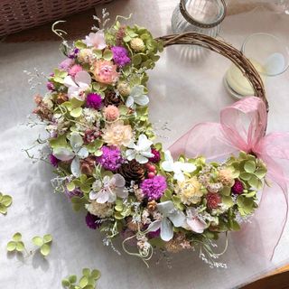 ＊Natural＊ピンクの小花のリース＊ドライフラワーリース(ドライフラワー)