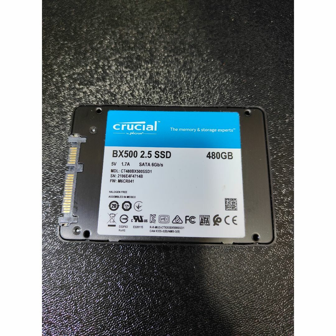 crucial(クルーシャル)のCrucial 内蔵型SSD 480GB BX500  SATA3 2.5インチ スマホ/家電/カメラのPC/タブレット(PC周辺機器)の商品写真