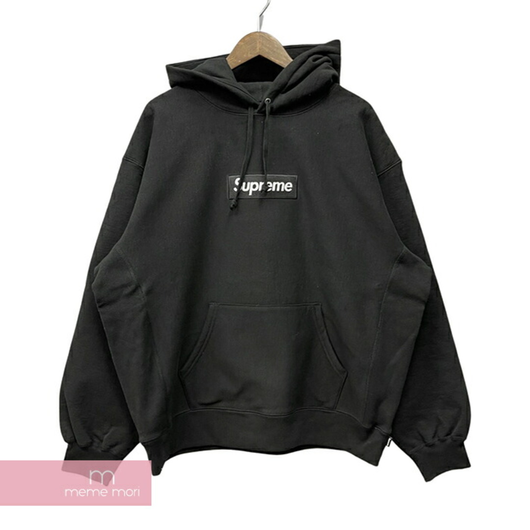 トップスSupreme 2023AW Box Logo Hooded Sweatshirt Black シュプリーム ボックスロゴフーデッドスウェットシャツ プルオーバーパーカー フード刺繍 ブラック サイズXL 【240108】【新古品】【me04】