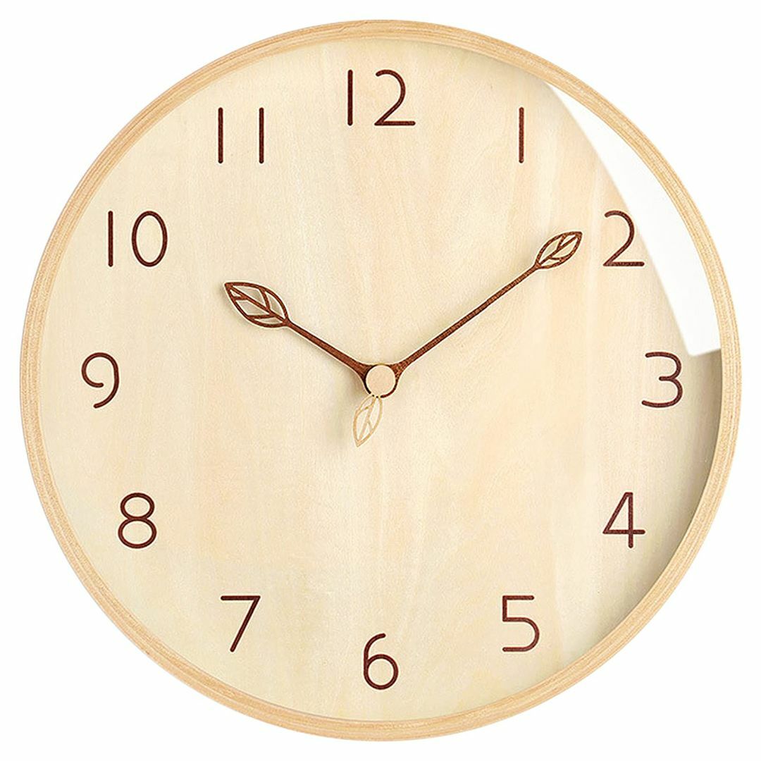 ACCSHINE 壁掛け時計 無垢材 12インチ時計 モダンでシンプルなスタイル置時計