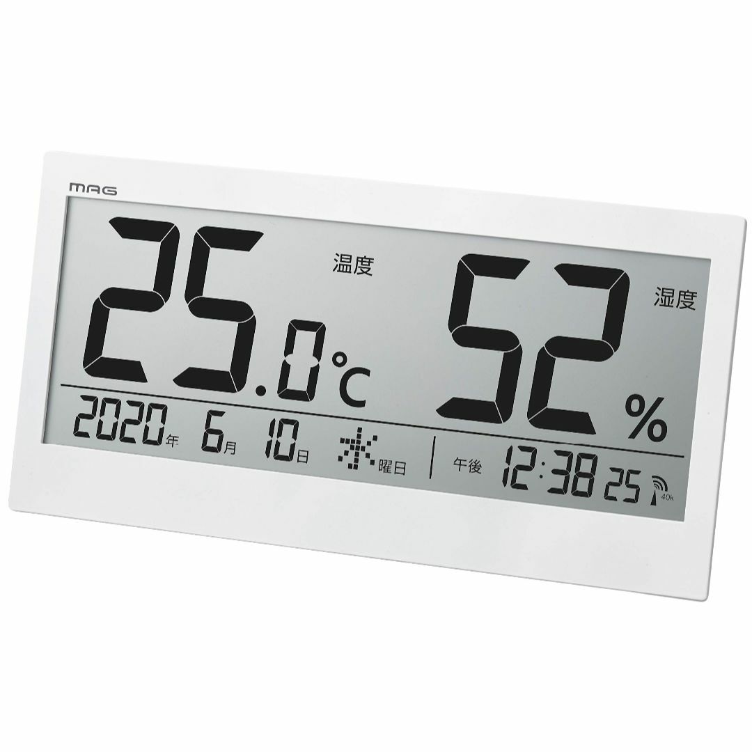 MAGマグ 温湿度計 デジタル 電波時計 ビッグメーター 大画面 日付 曜日表示インテリア/住まい/日用品