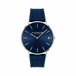 コーチ(COACH)のコーチ チャールズ 41mm SS ネイビー ブルー シグネチャー C シリコン(腕時計)