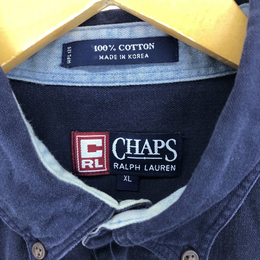 Ralph Lauren(ラルフローレン)の古着 90年代 ラルフローレン Ralph Lauren CHAPS チャップス 長袖 ボタンダウンシャツ メンズXL ヴィンテージ /eaa408659 メンズのトップス(シャツ)の商品写真