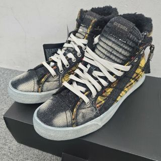 ディーゼル(DIESEL)のDIESEL　ハイカットスニーカー　デニム×チェック柄(スニーカー)