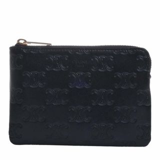 セリーヌ(celine)の【中古】Celine セリーヌ レザー トリオンフ フックチャーム付 カードケース コインケース - ブラック by(その他)