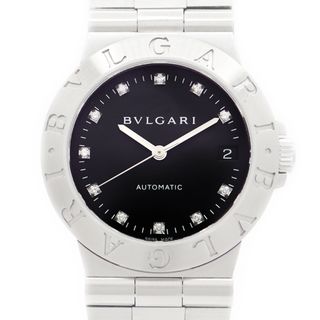 ブルガリ(BVLGARI)のBVLGARI ブルガリ ディアゴノ スポーツ 11Pダイヤ ダイヤモンド LCV35S デイト 黒 ブラック SS ステンレス メンズ 自動巻き【6ヶ月保証】【腕時計】【中古】(腕時計(アナログ))