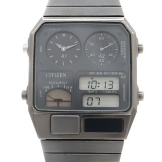 シチズン(CITIZEN)の電池交換済 CITIZEN シチズン クロノグラフ 8989-S041007 黒 ブラック SS ステンレス メンズ レディース ボーイズ デジアナ アナログ デジタル クオーツ【6ヶ月保証】【腕時計】【中古】(腕時計(アナログ))