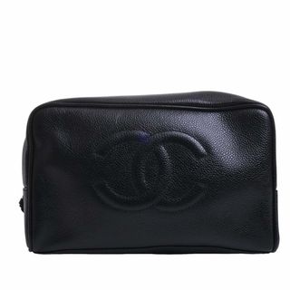 シャネル(CHANEL)の【中古】CHANEL シャネル キャビアスキン ココマーク メイクポーチ - ブラック by(ポーチ)