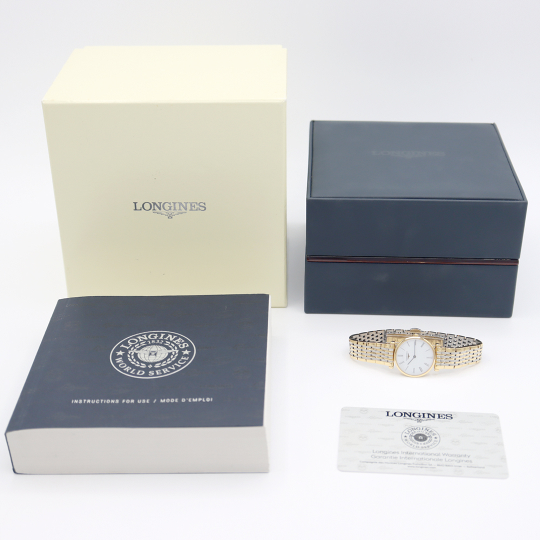 LONGINES(ロンジン)の電池交換済 LONGINES ロンジン ラ グラン クラシック L4 209 2 117 白 ホワイト YG イエローゴールド SS ステンレス コンビ レディース クォーツ【6ヶ月保証】【腕時計】【中古】 レディースのファッション小物(腕時計)の商品写真