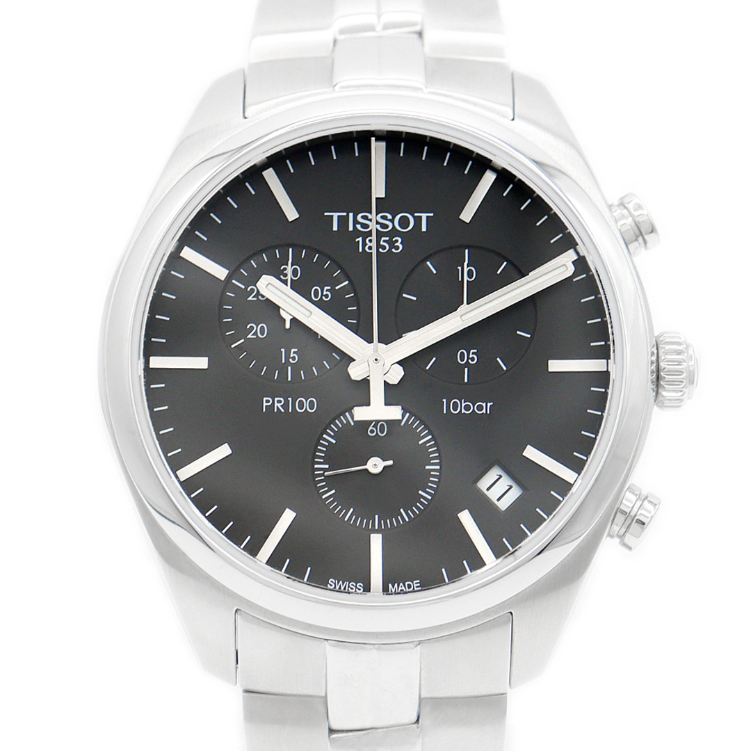 未使用展示品電池交換済 TISSOT ティソ PR100 クロノグラフ T101 417 11 051 00 デイト 100m防水 黒 ブラック SS ステンレス メンズ クォーツ【6ヶ月保証】【腕時計】