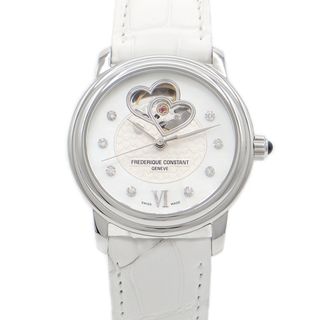 フレデリックコンスタント(FREDERIQUE CONSTANT)のFREDERIQUE CONSTANT フレデリックコンスタント クラシック ダブルハートビート 8Pダイヤ FC-303/310X2P4/5/6 白 ホワイトシェル SS ステンレス 純正ベルト 純正尾錠 レディース 自動巻き【6ヶ月保証】【腕時計】【中古】(腕時計)