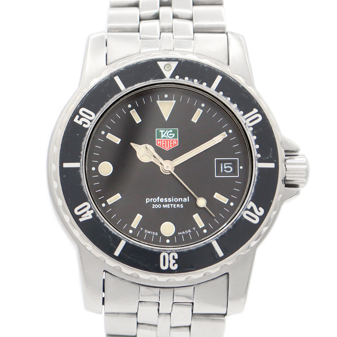 電池交換済 TAG Heuer タグホイヤー プロフェッショナル200 929 213G 20 デイト 200m防水 黒 ブラック SS ステンレス メンズ クォーツ【6ヶ月保証】【腕時計】ＮＳ