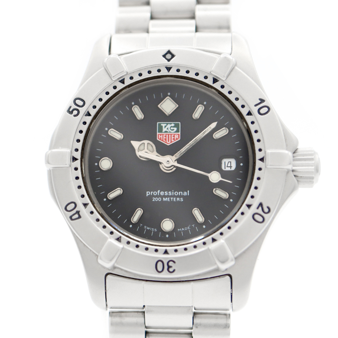 電池交換済 TAG Heuer タグホイヤー プロフェッショナル WE1410 2 デイト 200m防水 黒 ブラック SS ステンレス メンズ クォーツ【6ヶ月保証】【腕時計】最大約19cmベルト幅