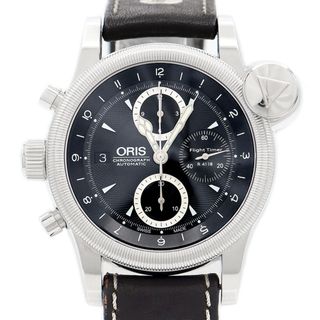 オリス(ORIS)のORIS オリス フライトタイマー R4118リミテッド クロノグラフ 674.7583.4083 50m防水 黒 ブラック SS ステンレス 純正ベルト 純正尾錠 メンズ 自動巻き【6ヶ月保証】【腕時計】【中古】(腕時計(アナログ))