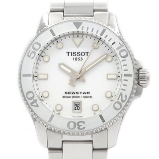 ティソ(TISSOT)の電池交換済 TISSOT ティソ シースター T120 210 11 011 00 300m防水 デイト 白 ホワイト SS ステンレス メンズ ボーイズ レディース クオーツ【6ヶ月保証】【腕時計】【中古】(腕時計)