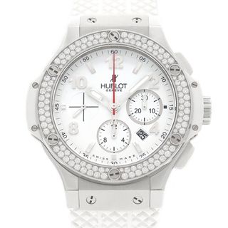 ウブロ(HUBLOT)の内部点検済 HUBLOT ウブロ ビッグバン クロノグラフ ダイヤベゼル スチールホワイト 301.SE.230.RW.114 ダイヤモンド 100m防水 デイト 白 ホワイト SS ステンレス 純正ベルト 純正尾錠 メンズ 自動巻き【6ヶ月保証】【腕時計】【中古】(腕時計(アナログ))