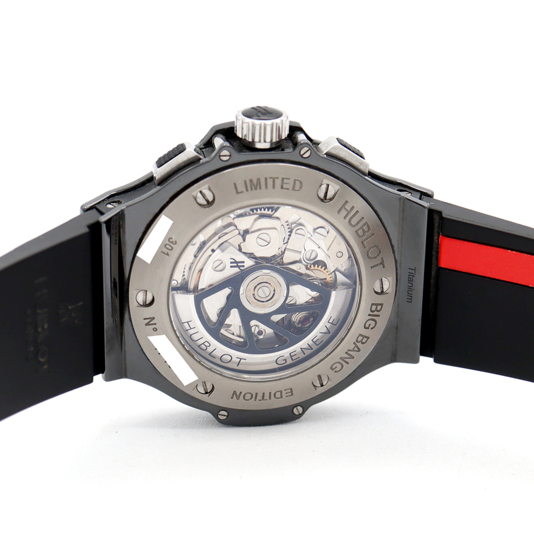 HUBLOT(ウブロ)のHUBLOT ウブロ ビッグバン ルナロッサ クロノグラフ 1000本限定 301.CM.131.RX.LUN06 100m防水 黒 ブラック カーボン 純正ベルト 純正尾錠 メンズ 自動巻き【6ヶ月保証】【腕時計】【中古】 メンズの時計(腕時計(アナログ))の商品写真