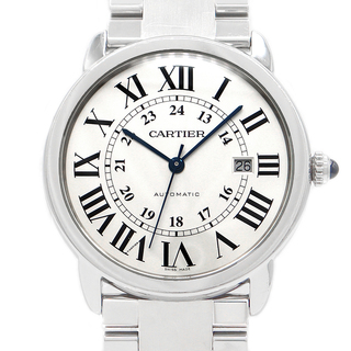 カルティエ(Cartier)の内部点検済 Cartier カルティエ ロンドソロ ドゥ カルティエ XL W6701011 デイト シルバー SS ステンレス メンズ 自動巻き【6ヶ月保証】【腕時計】【中古】(腕時計(アナログ))