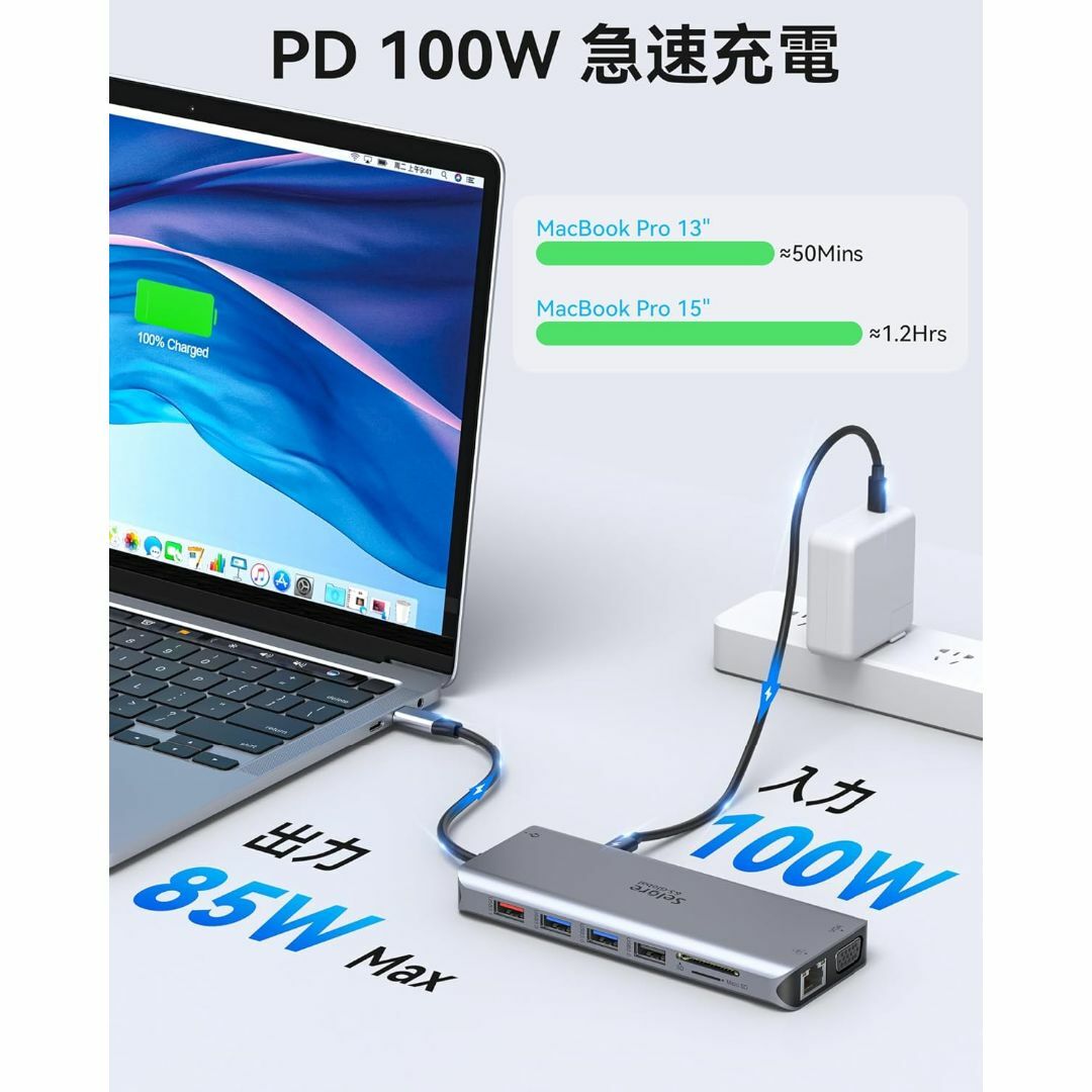 【14in1】USB C ドッキングステーション type-c ハブ スマホ/家電/カメラのPC/タブレット(PC周辺機器)の商品写真